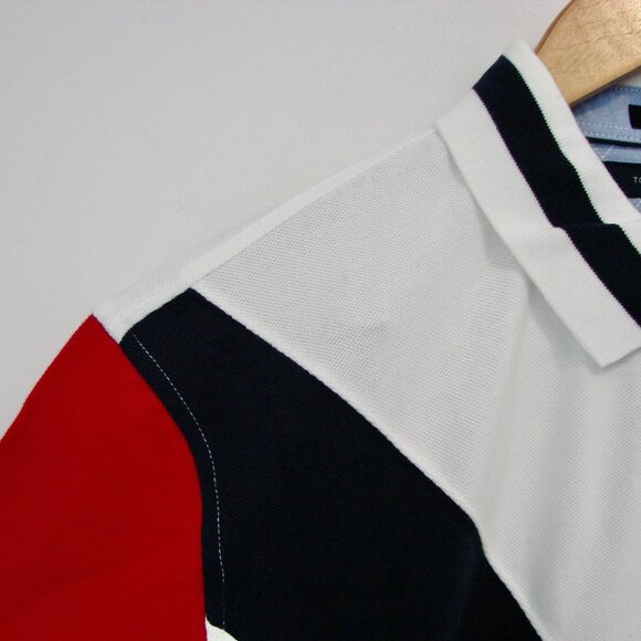 Tommy Hilfiger Polo Shirt Logo White Red Blue Stripe NEW WITH TAGS NWT Size XL - Picture 6 of 12